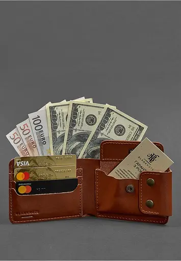 Кожаное портмоне Zeus 9.0 светло-коричневое. - фото 3