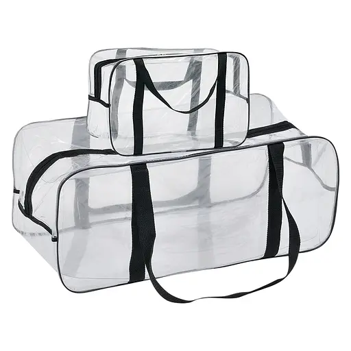 Набор прозрачных сумок в роддом: размер S 30х20х15 см + размер XL 60х25х30 см (черные) - фото 1