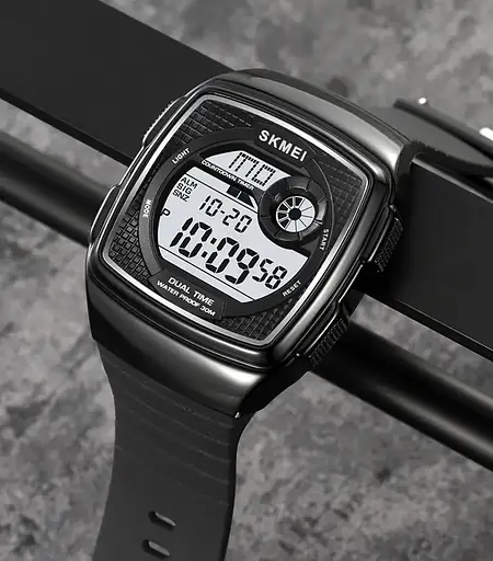 Годинник чоловічий наручний спортивний Skmei 2208 (Чорний з білим) - фото 5