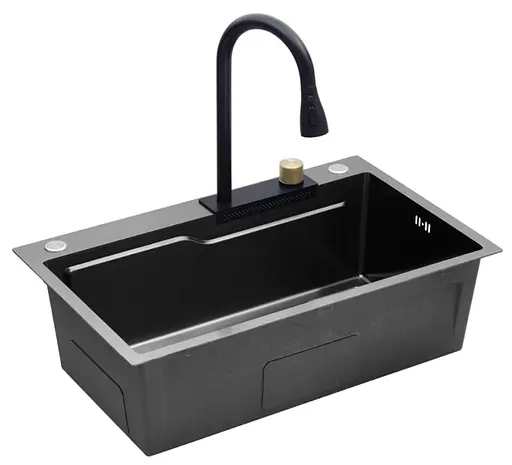 Кухонная мойка Kroner KRP Schwarze - SET7546HM PVD (3.0/0.7 мм) (CV032277) - фото 5