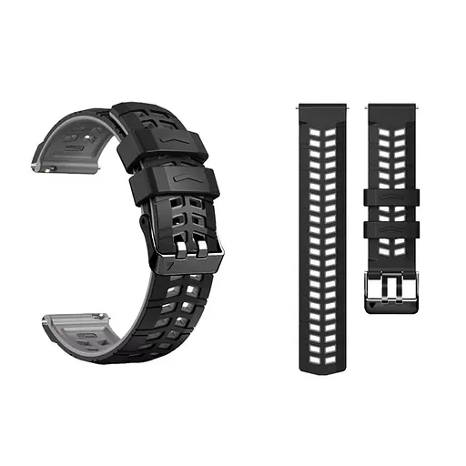 Ремінець силіконовий Tamister для годинника Sport 2 чорний з сірим 22 мм - фото 3