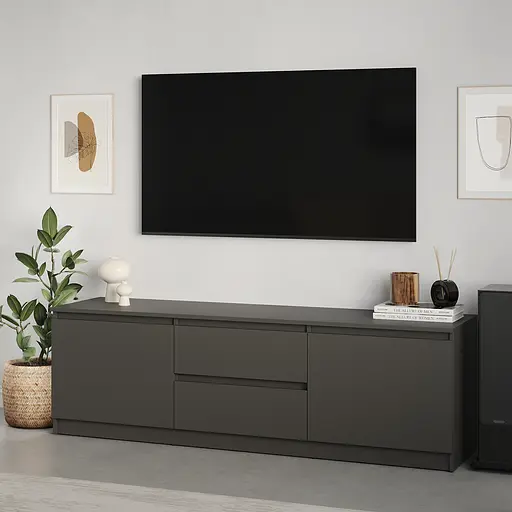 Тумба під телевізор MebelStar Нео 2Ш2Д 150x43x53 см Антрацит (MBS-1258)