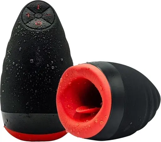 Мастурбатор-ротик I'MCUM Oral Kiss з язичком та підігрівом Чорно-червоний (IM-FJB004)