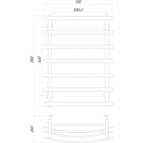 Рушникосушка водяна Deffi Lotos П7 500x800 мм нижнє підключення 30412 - фото 3