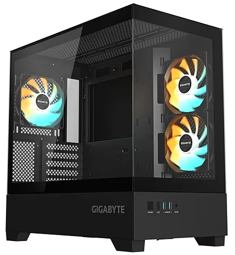 Корпус Gigabyte C201 Panoramic Tempered Glass без БЖ Black (GB-C201P) - фото 1