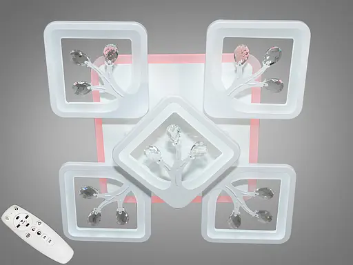 Високоефективна стельова LED люстра з пультом, підсвічуванням, 90Вт, біла - фото 1