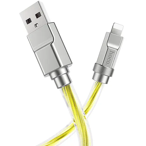 Дата кабель Hoco U113 Solid 2.4A USB to Lightning (1m) Gold - фото 3