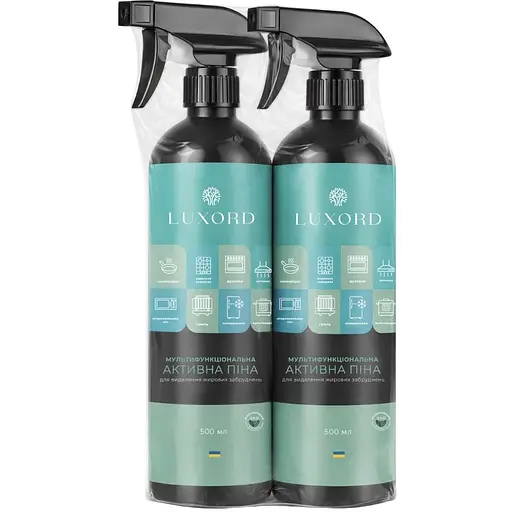 Набір універсальних засобів для миття та чищення Luxord Мультифункціональна активна піна для видалення жирових забруднень 2 шт. х 0.5 л - фото 1