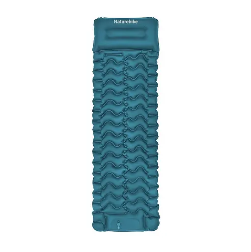 Матрац надувний одинарний Naturehike CNK2550WS019 (65 мм) з вбудованою помпою Синій