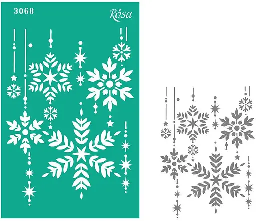Трафарет многоразовый, №3068, Элементы и надписи 13х20см, серия „Новый год“, Rosa Talent