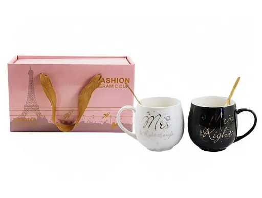 Набір чашок порцелянових у подарунковій упаковці Interos MR&Miss 350 мл 2 шт (211GB) - фото 1