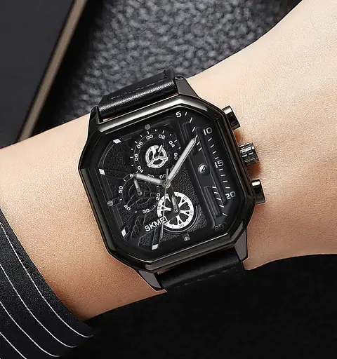 Наручний чоловічий класичний годинник Skmei 1963 Чорний - фото 4