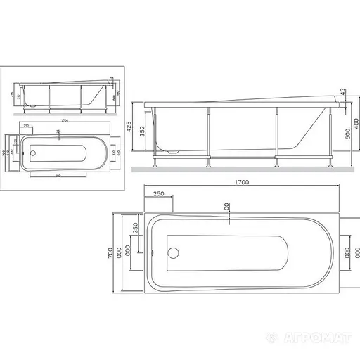 Ванна акриловая AM.PM Lke 170x70 W80A-170-070W-A - фото 2