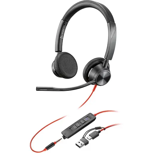 Гарнитура Poly BlackWire C3325 USB-C HS Stereo +3.5mm Plug +USB-C/A Adapter