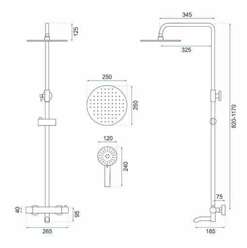 Душовя система Rea Lungo з термостатом та виливом хром REA-P6607, Хром - фото 4
