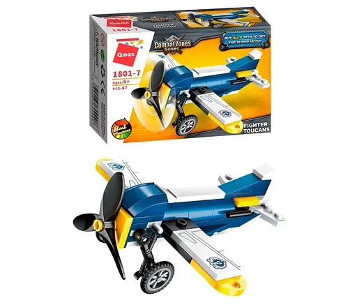 Конструктор Qman 1801-1-8 поліція, транспорт, 45-49 деталей Літак