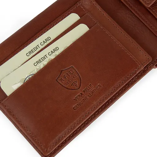 Портмоне чоловіче шкіряне Virginia Conti СВ 819 темно-руде з кнопкою - фото 5