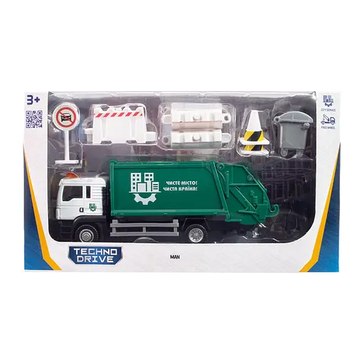 Ігровий набір "Сміттєвоз Мan" TechnoDrive 250431U з аксесуарами, масштаб 1:64 - фото 1