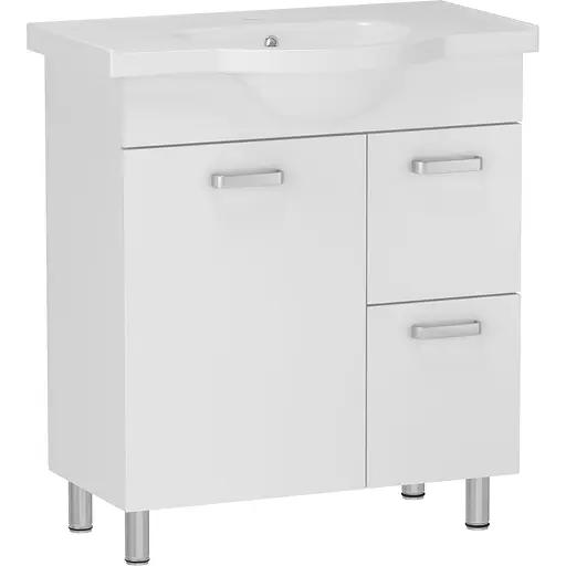 Тумба для підлоги RJ Lily-L з умивальником RJ Lotus RZJ201 65 см Білий RJFU046-0165WHSET(RJFU046-0165WH + RZJ201) Білий - фото 1