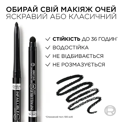 Автоматичний олівець для повік L'Oreal Paris Infaillible Grip Gel Automatic Eye Liner відтінок 01 (Intense Black) 1 г - фото 2
