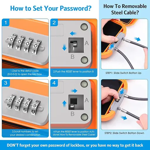 Портативний сейф AMIR, LockBox з кодом, водонепроникний протипригінний мінібезпечний для подорожей - фото 2