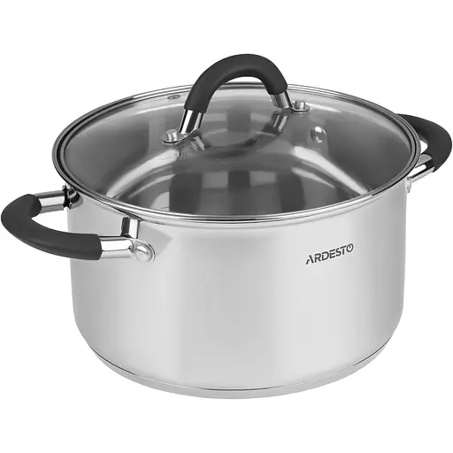 ARDESTO Кастрюля со стеклянной крышкой Gemini Salerno, 4.4л, нержавеющая сталь, силикон