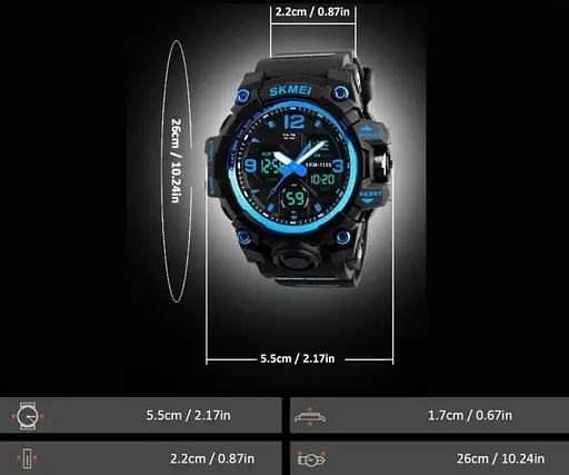 Чоловічий наручний годинник Skmei Hamlet 1155 Синій - фото 7