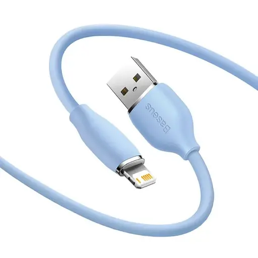 Кабель Baseus Jelly Liquid Silica Gel Fast Charging Data Cable USB to iP 2.4A 2m Blue - фото 4