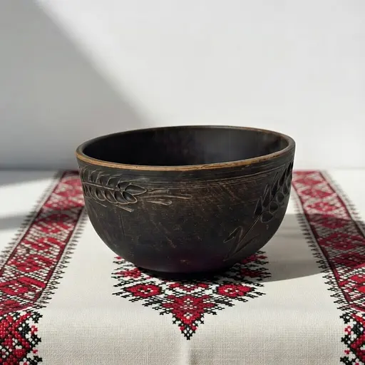 Салатник з червоної глини 700мл Колосок молочена кераміка Український глиняний посуд - фото 4