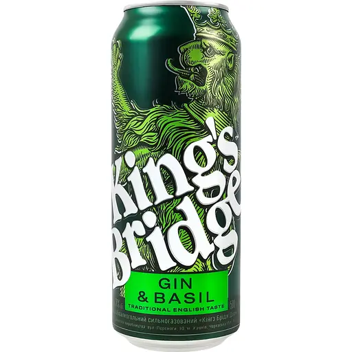 Уцінка. Напій слабоалкогольний King’s Bridge Gin & Basil 7% 0.5 л з/б 