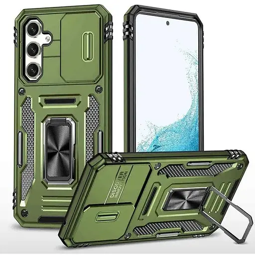 Ударопрочный чехол Epik Camshield Army Ring для Samsung Galaxy S22 Оливковый / Army Green