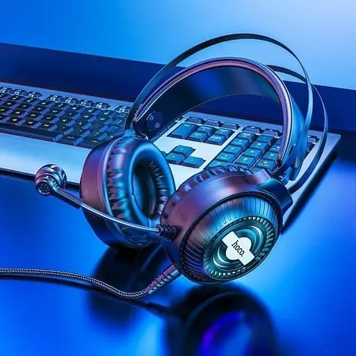 Проводные наушники Hoco W101  Streamer gaming headphones 2.4m, 3.5mm, USB, LED black - фото 5