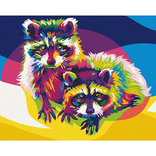 Картина по номерам Радужные еноты Brushme 40x50 см разноцветная 000221122 - фото 1