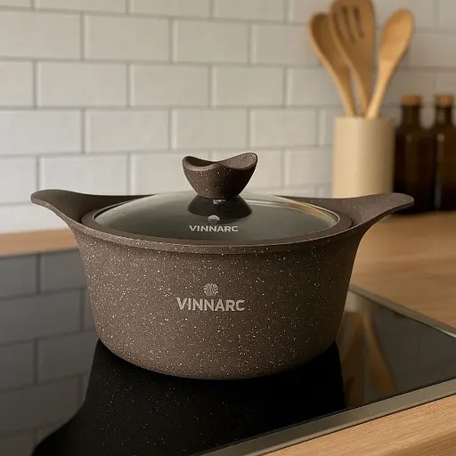 Каструля Vinnarc кругла 22 см 3.1 л темно-коричневий (CO-A0322NS) - фото 5