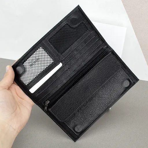 Портмоне мужское кожаное на магните RG 6022-A вертикальное черное - фото 4