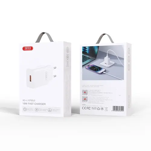 Мережевий зарядний пристрій XO L127 USB-A QC18W Fast Charging Charger Білий - фото 4