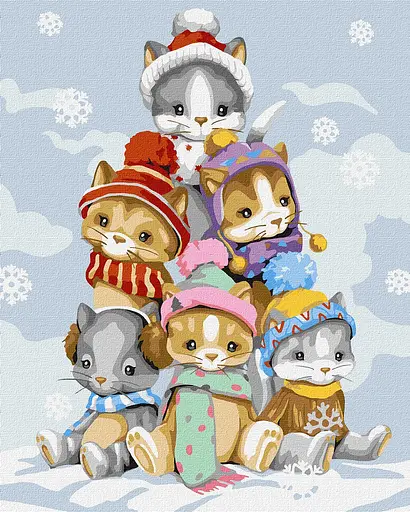 Набор для росписи по номерам Пушистики зимой, 40x50 см, КНО6531