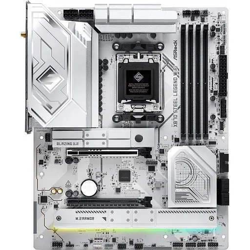 Материнская плата ASRock X870 Steel Legend WIFI (AM5/X870, 4xDDR5, 2xPCIex16, HDMI/USB4, 4xSATA, 3xM.2, 2.5GLan, ATX) - фото 6