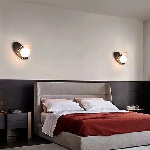 Бра праве з білим плафоном у орбітальних мотивах Line F Арт. WDE17/1 R BK|WH (правий) - фото 5