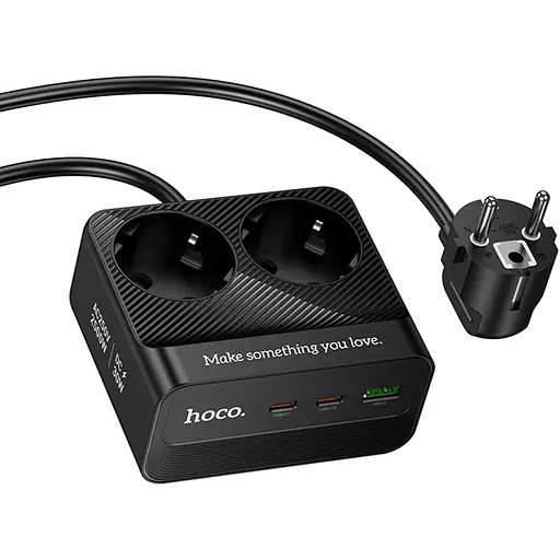 Подовжувач Hoco AC27 Descanso (PD30W/2C/1A/2xSocket) (2m) Black - фото 2