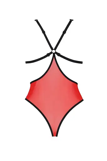 Напівпрозорий боді з мереживом Passion Peonia Body XXL/XXXL red - фото 4