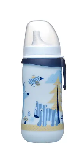 Поилка "First cup" с широкой горловиной 330 мл. Мальчик Система "Actiflex" Nip - фото 1