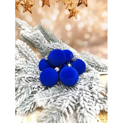 Набір ялинкових куль Оксамит 8 шт Синій - фото 1