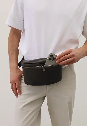 Шкіряна поясна сумка Explorer S темно-коричнева - фото 4