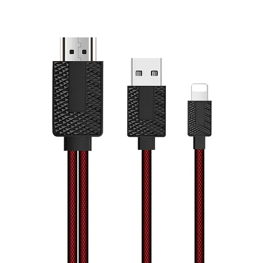 Конвертер Lighting (папа) на HDMI (папа) 1,8м, Black/Red, MHL 4K/2K