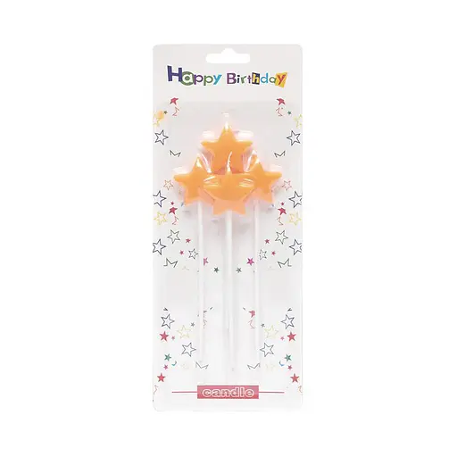 Набір свічок для торта "Зірочки" Bambi TL-1045(Peach) персиковий, 4 штуки - фото 1