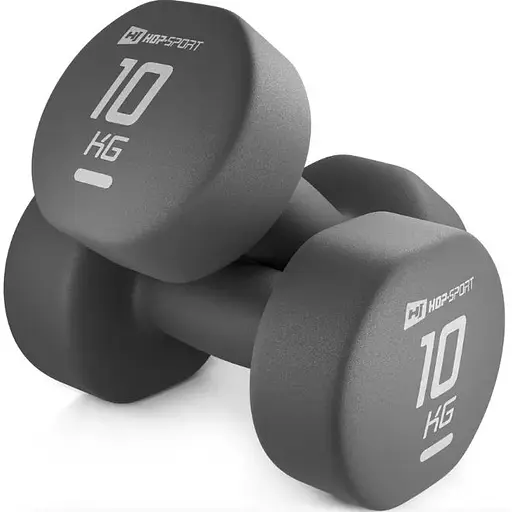 Гантели для фитнеса Hop-Sport неопреновые круглые HS-V100DR 2x10кг серый