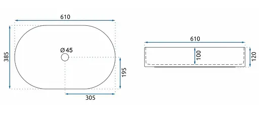 Умивальник Rea Nadia Stone Matt накладний REA-U8565, Чорний матовий - фото 5