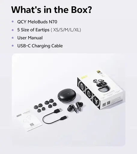 Навушники бездротові QCY MeloBuds N70 (BH25HT18A) TWS чорні - фото 6