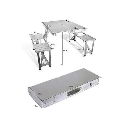 Стол раскладной Voltronic YT34 Silver туристический для пикника с 4 стульями - фото 3